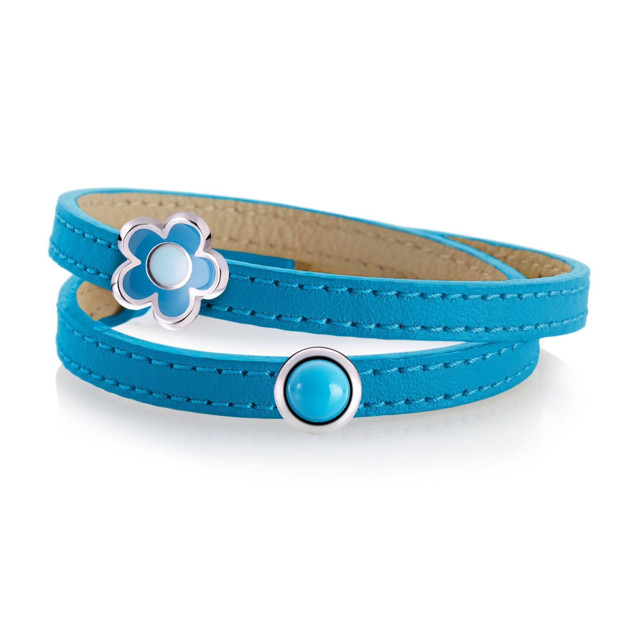 2er Set Flower bicolor und Loop (blau türkis) - 1Karat
