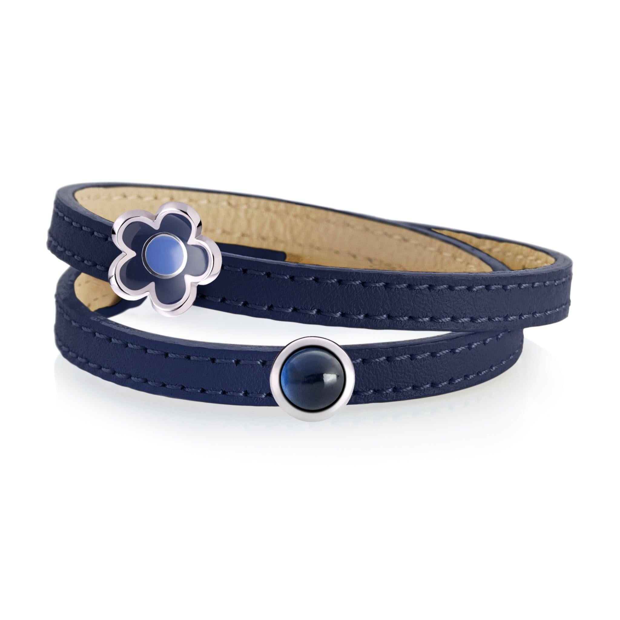 2er Set Flower bicolor und Loop (dunkelblau) - 1Karat