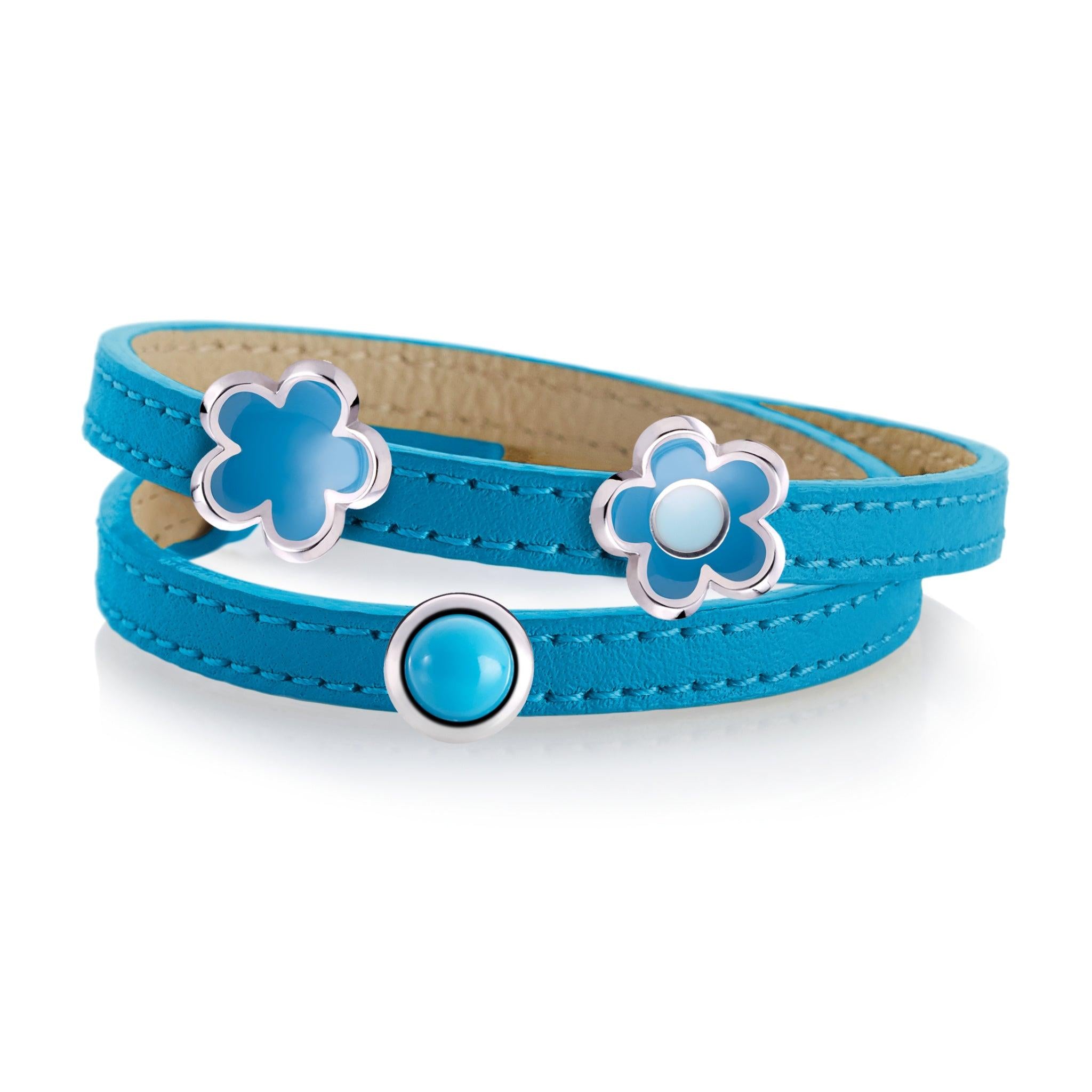 3er Set Flower uni, Flower bicolor und Loop (blau türkis) - 1Karat